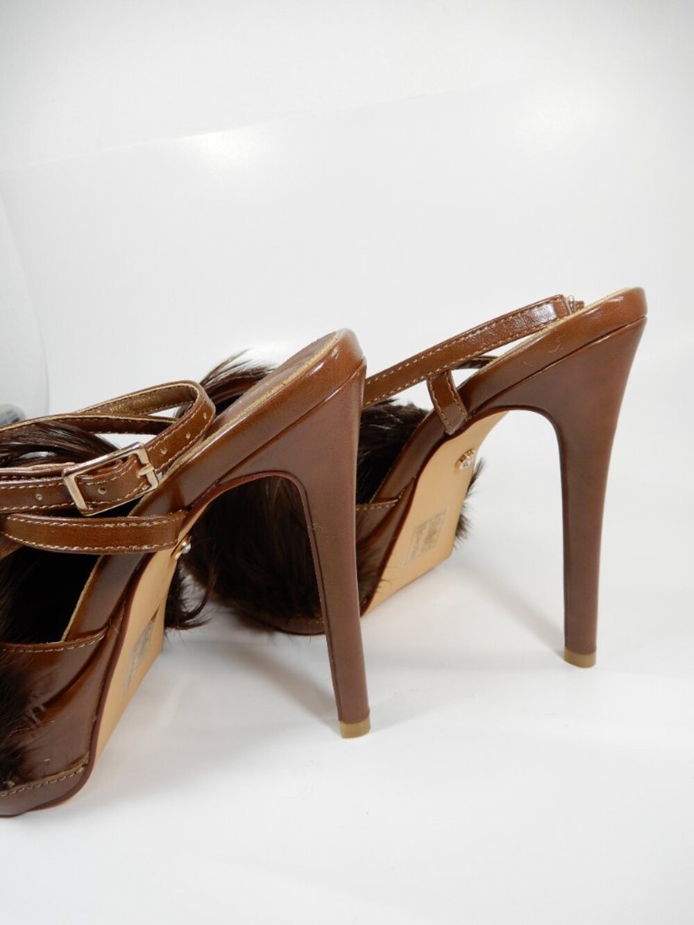 AZALEA WANG Angeles Feather Stiletto Heels Sandals Size 6 Brown NEW $109 - Picture 8 of 14